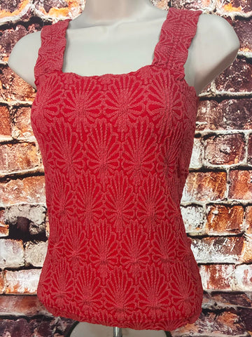 Red Floral Emboss Tank