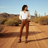 Pecan Brown Ultra High Rise Relaxed Straight Jean