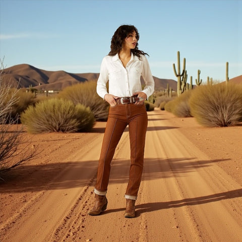 Pecan Brown Ultra High Rise Relaxed Straight Jean