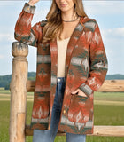 Aztec Jacquard Coat with Hood