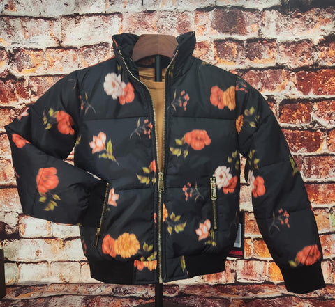 Girl's Floral Puffer Jacket