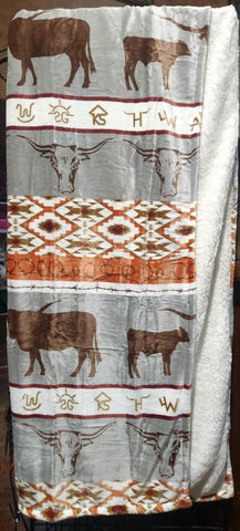 Longhorn Plush Throw