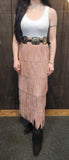 Mauve Fringe Maxi Skirt