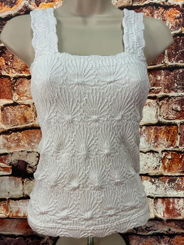 White Floral Emboss Tank