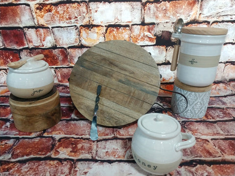 Ceramic stoneware jam and honey jars