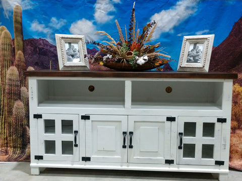 Farmhouse Glass Door TV Stand