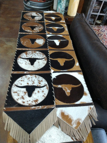 5 Panel Cowhide Table Runners