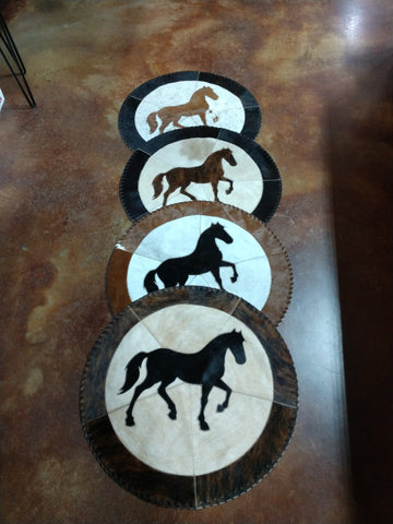 Round Horse Cowhide Floor Mat