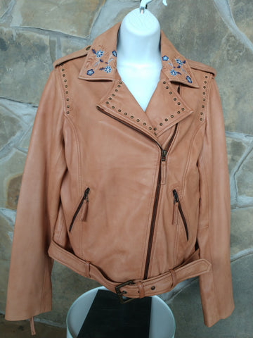 MyraBag Floral Embroidered Leather Jacket