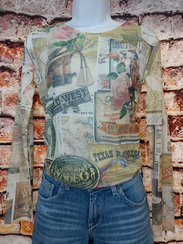 Rose Rodeo Mesh Top