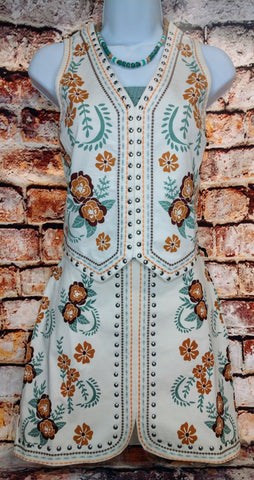 Floral Studded Vest & Skirt