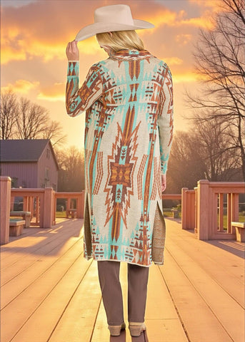 Multicolor Aztec Knit Duster