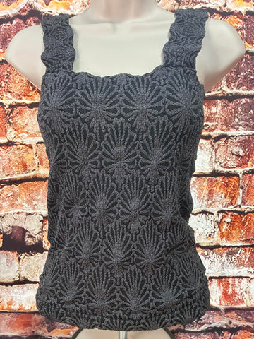 Black Floral Emboss Tank