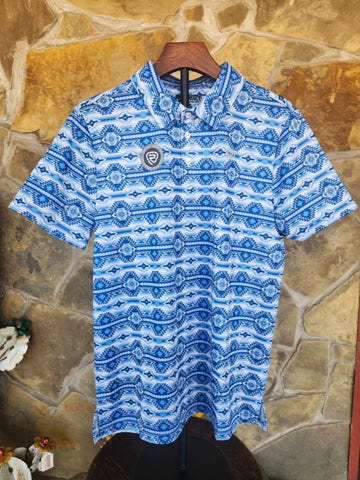 White Aztec Print Polo