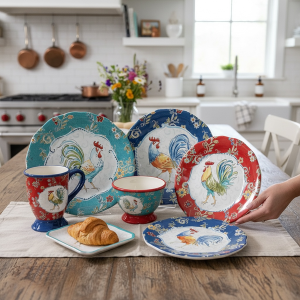 DISH// DVDセット Sassy Rooster Dish Set- CLEARANCE – Rnd Rustics
