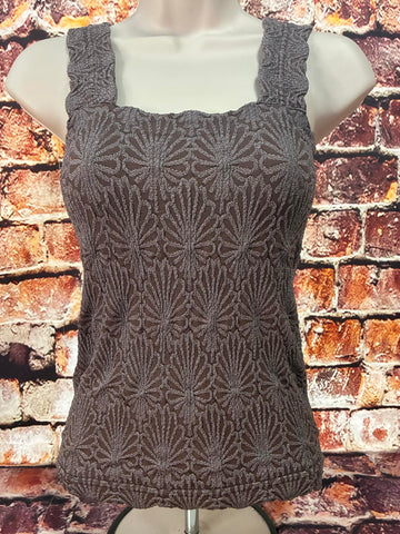 Brown Floral Emboss Tank