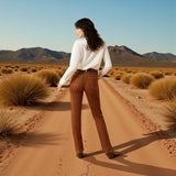 Pecan Brown Ultra High Rise Relaxed Straight Jean