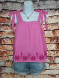 Floral Embroider Bow Tank