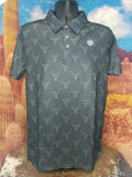 Charcoal Longhorn Print Polo
