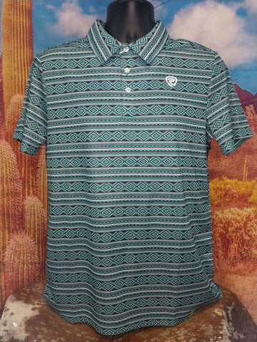 Teal Aztec Print Polo