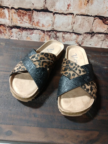 Ari Black Leopard Sandal
