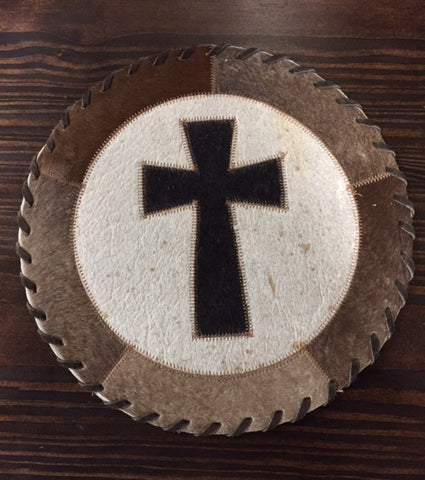 Cross Round Cowhide Placemat