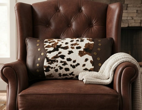 Hair on Hide Plush with Rivets Pillow