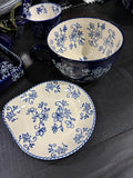 Blue Floral Lace 24 oz Soup Bowl w Lid