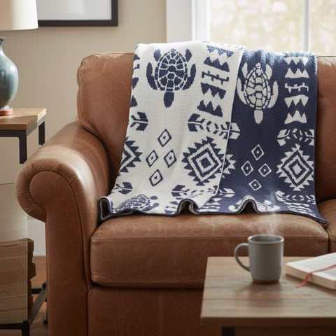 Pacific Blue Stretchy Throw