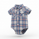 Baby Boy Short Sleeve Western Snap Plaid Bodysuit