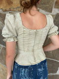 Tan Corset Peplum Top