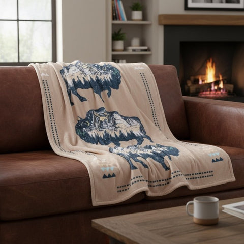 3 Buffalo Plush Sherpa Throw
