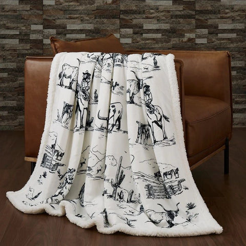 Ranch Life Black and White Sherpa Throw
