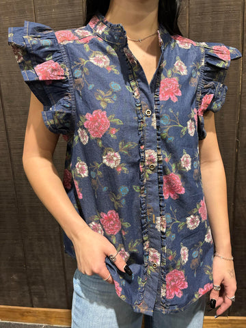 Floral Denim Blouse