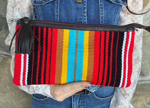 Red Serape Cowhide Crossbody