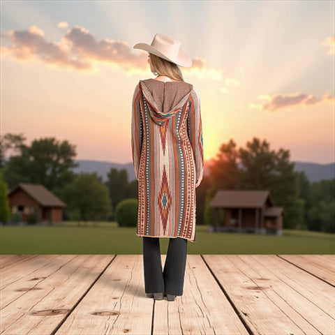 Plus Size Multicolor Aztec Knit Duster