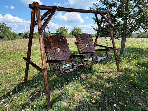 A-Frame Char Log Swing with Table