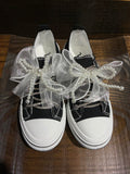 Black Pearl Bow Canvas Sneaker