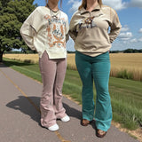 Rose Mauve Corduroy Flares High Rise