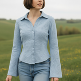 Knit Jacquard Collared Top