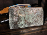Aurora Sage Leather Wallet Wristlet