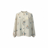 Cream Floral Embroidery Top