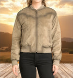Cowgirl Distressed Microsuede Bomber Jacket