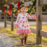 Pink Candy Cane Santa Ruffle Dress