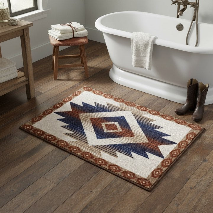 Aztec Kitche Rugs Aztec Blue Terracotta Bath and Kitchen Rug – Rnd Rustics