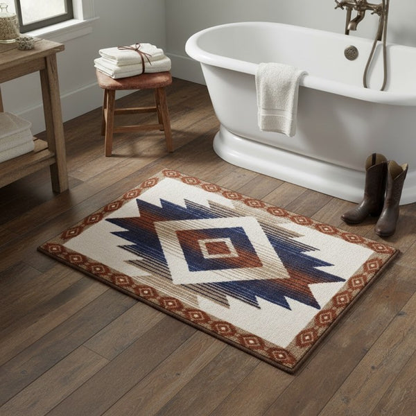 Aztec Blue Terracotta Bath and Kitchen Rug – Rnd Rustics