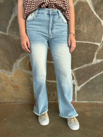 Clara Embroidered Bow Jean