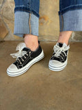 Black Pearl Bow Canvas Sneaker