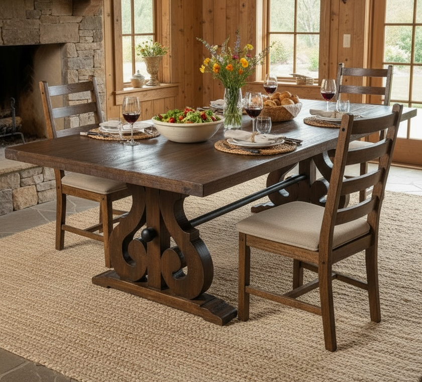 Pool Table Scroll Base Scroll Base 8ft Dining Table – Rnd Rustics