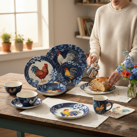 Blue Rooster Dish Set- CLEARANCE